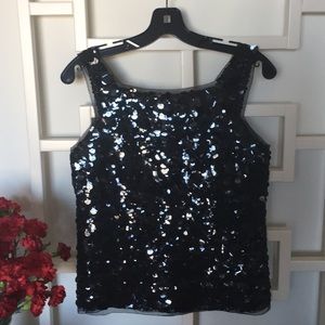 Vera Wang Sequins Sleeveless Blouse